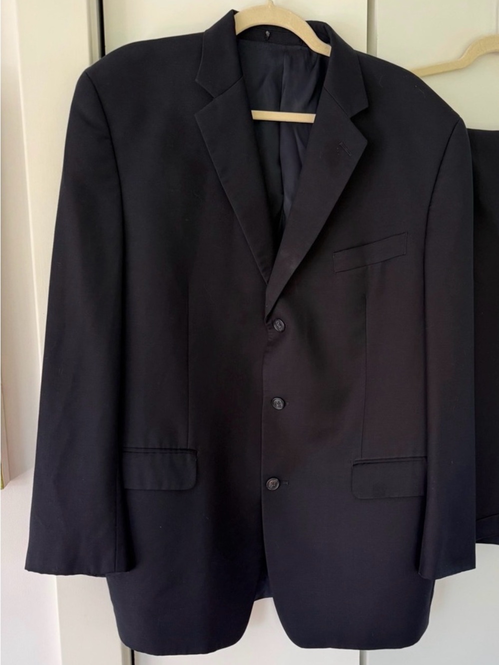 Calvin Klein Men’s Black Blazer 44R | 3-Button Wool Blend Jacket